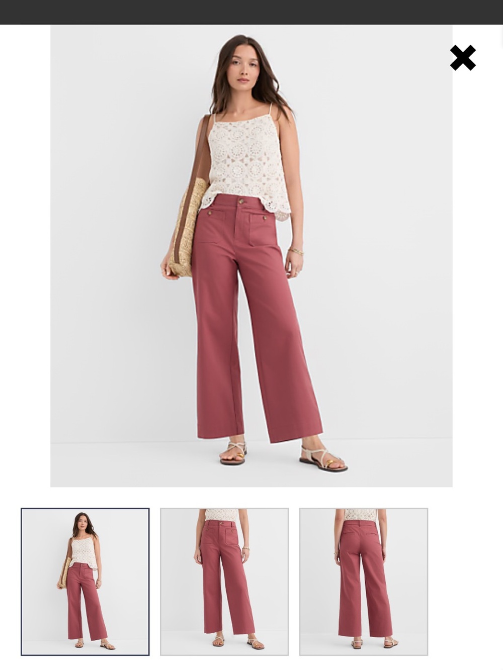 LOFT Tan Cropped Wide-Leg Pants NWOT - Picture 3 of 5